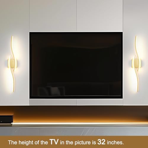 Daunton Modern Gold Wall Light Fixture Set of 2, RC Dimmable LED Wall Light - Image 2