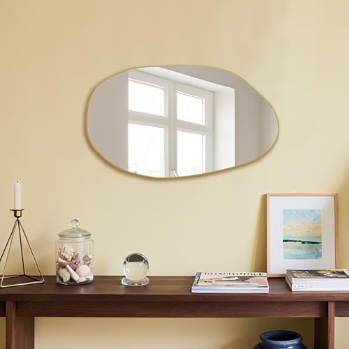Irregular Asymmetrical Wall Mirror, 19.5" x 33.5" Gold Bathroom Mirror - Image 3