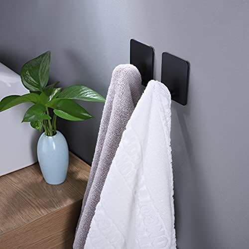 DELITON 8 Pack Adhesive Towel Hooks, Matte Black Wall Hooks - Image 3