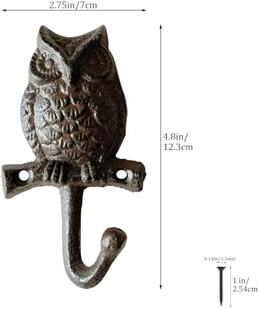 Rustic Owl-Shaped Decorative Wall Hook Rack Hangers - Image 2