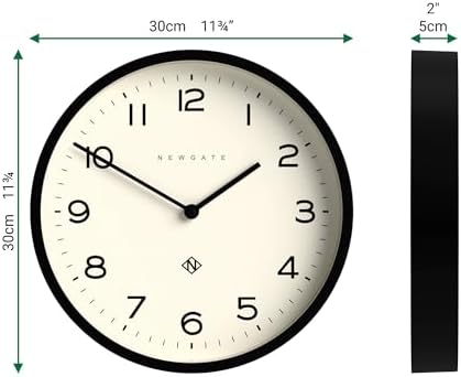 NEWGATE® Number Four Echo wall Clock | Modern Round Clock | 12" | Black | Easy - Image 3