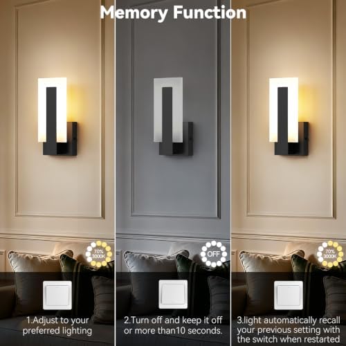 2 Pack Modern LED Wall Sconces, 9.7Inch 5W 3000K 4500K 6000K 10-10% Dimmable - Image 6