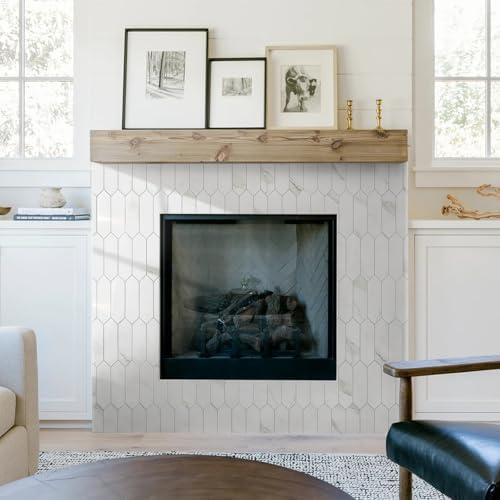 Vamos Tile Glossy White Marble Backsplash Tile Peel and Stick, 12.8 x 12.8 Inch - Image 6