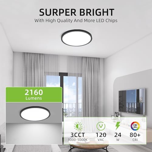 hykolity 12 Inch LED Round Flat Panel Light, 3000K/4000K/5000K - Image 2