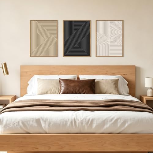 BINCUE Framed Neutral Wall Art Black Geometric Artwork Abstract Wall Decor - Image 6