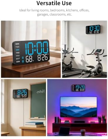 Abovsare Digital Wall Clock, Digital Clock Large Display, Corded LED Alarm - Image 6