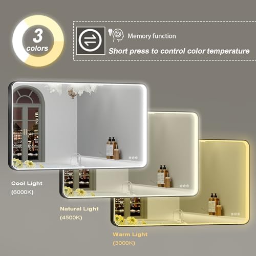 LED Mirror for Bathroom 48X28 Inch Black Framed - Image 5