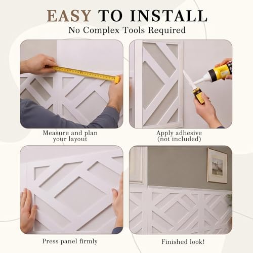 Threehoney 10 Pack Wainscoting Panels 24 x 24 Inch, Covers 40 Ft², Paintable 3D - Image 3