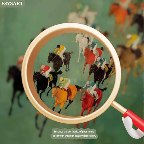 Framed Vintage Abstract Wall Art, Retro Horse Racing Scene Poster Prints - Image 3