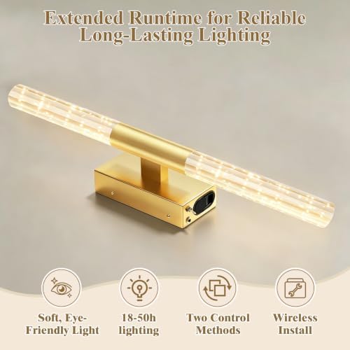 camuucci Battery Operated Wall Sconces Set of 2, Rechargeable Wall Lights - Image 2