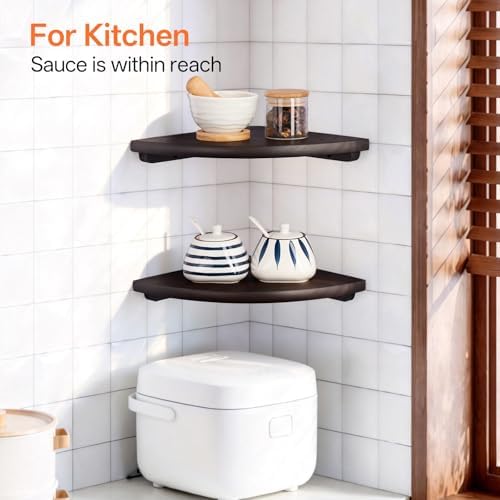 Corner Wall Shelf, 9inch Solid Oak Wood Floating Corner Shelf - Image 7