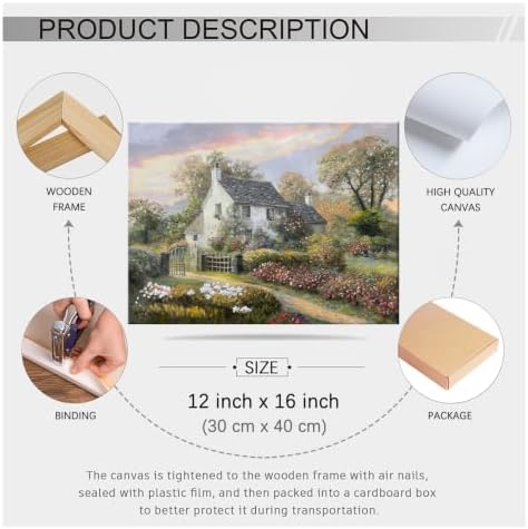 French Country Oil Painting Wall Art Farmhouse Cottage Garden Posters 12x16 - Image 2
