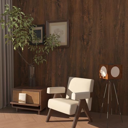 48x354inch Extra Wide Dark Brown Wood Grain Wallpaper Walnut Contact Paper Peel - Image 2