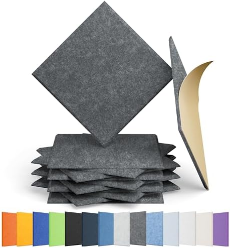 12 Pack Square Acoustic Panels Self Adhesive Sound Proof Foam by Amantech