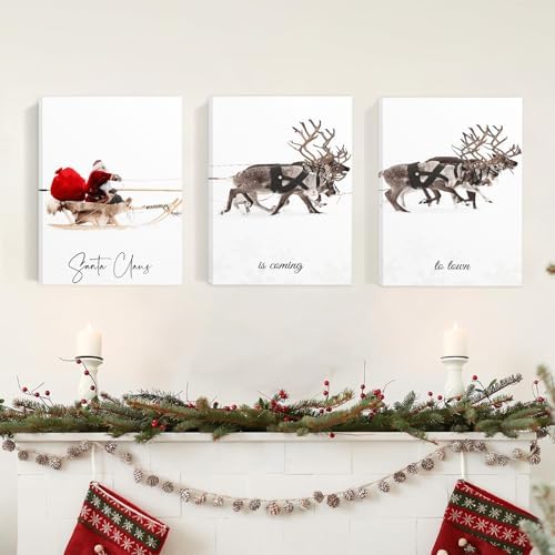 Framed Christmas Wall Art Set of 3, Santa Claus - Image 7