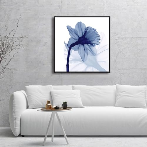 Pyradecor Large Black Framed Wall Art One Panel Blue Flickering Flower - Image 5