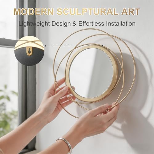 4 Piece Gold Round Wall Mirror Set Modern Metal Circles - Image 5