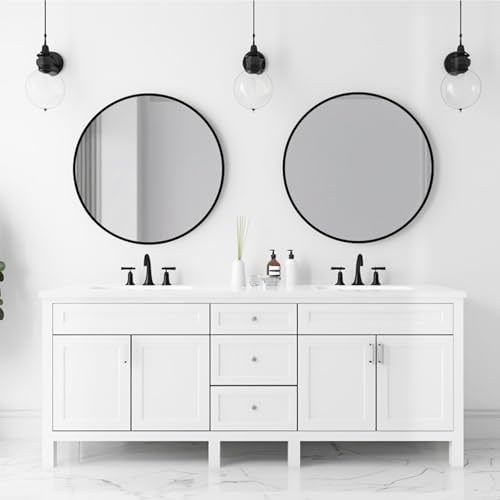 Round Black Mirror 16 inch, Circle Mirror, Matte Black Metal Frame - Image 3