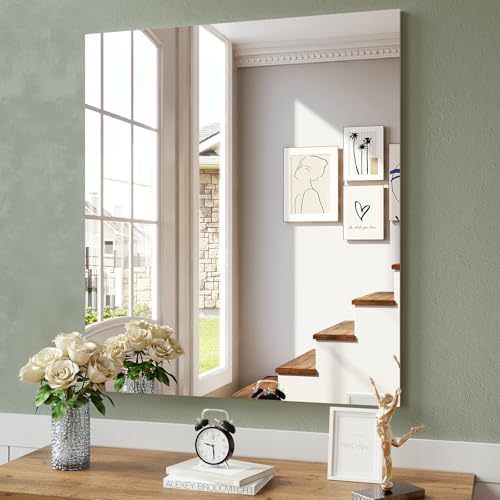 Brightify Frameless Mirror, 28x32 Inch Bathroom Mirrors by Brightify