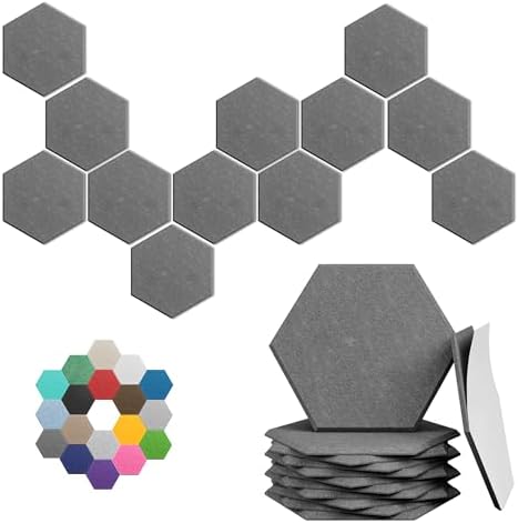 Hexagon Acoustic Panels, 12 Pack Self-Adhesive Sound Panels by UNECHOACOUSTIC