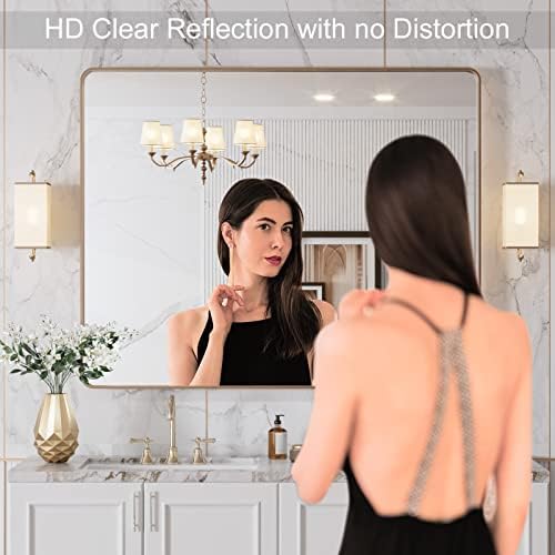 LOAAO 40"X32" Gold Bathroom Mirror - Image 2
