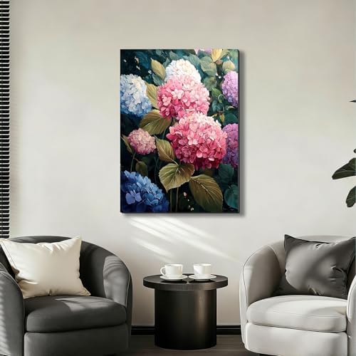 ZERILYN Ship Next Day Floral Canvas Prints Hydrangea Flower Wall Art Pink Blue - Image 7