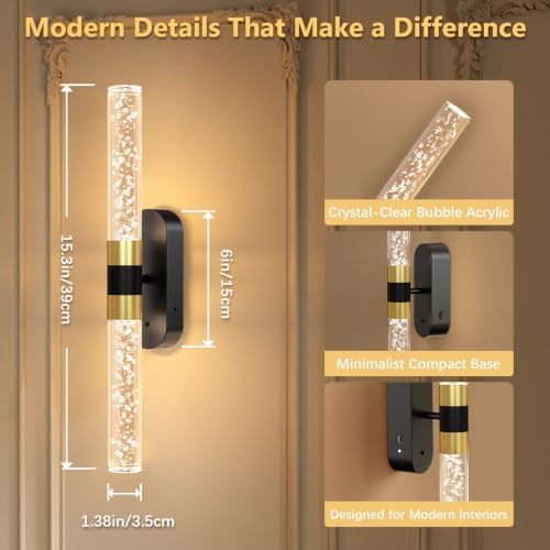 Crystal Battery Operated Wall Sconces Set of 2 - Image 5
