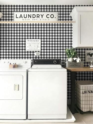 Checkered Wallpaper Black and White Wallpaper 17.3" × 196" Peel and Stick - Image 3