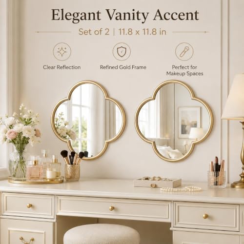 2 Pack Clover Wall Mirrors, Real Glass Decorative Mirrors - Image 4
