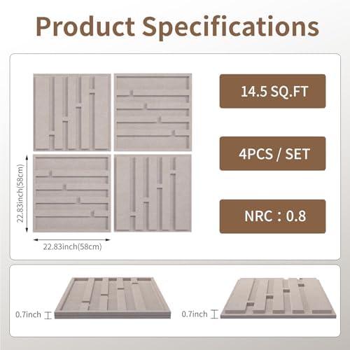 3D Decorative Felt Double-layer Acoustic Panels Linear Pattern - Image 3