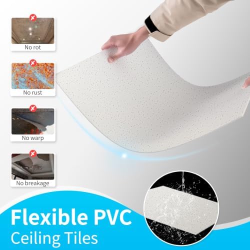 Art3d 2x4 Ft Printed Stucco Decorative Drop Ceiling Tiles - Image 4