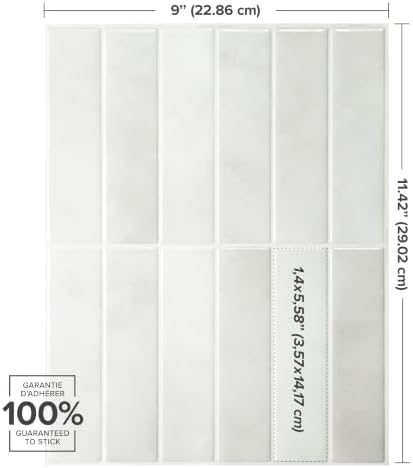 Smart Tiles Peel and Stick backsplash, Stacked White & Grey - Image 3