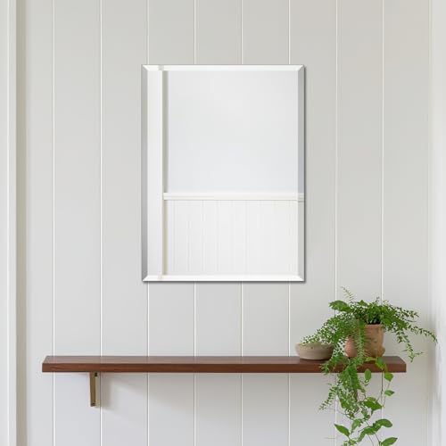 Beveled Bathroom Mirror for Wall, 16x12 Inch Small Frameless Wall Mirror by BOMINICA