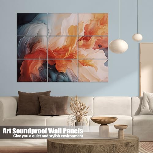 9 Pack Wall Art Acoustic Panels, Decorative Sound Dampening Panels, Acoustic - Image 2