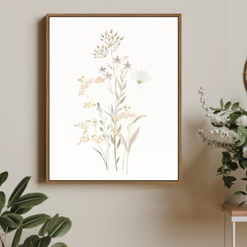 Neutral Botanical Floral Wall Art Framed Pastel Flowers Picture, 11x14 Inch - Image 6