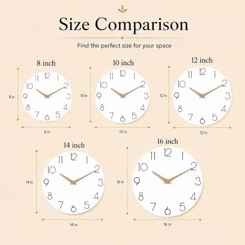 cicininc 14 Inch Battery Operated Wall Clock, Silent Analog - Image 7