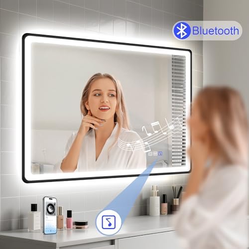 STARLEAD 24"x32" Black Frameless LED Bathroom Mirror - Image 4