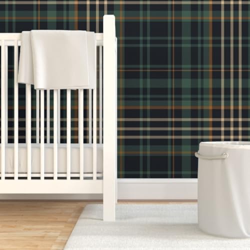 Spoonflower Autumn Plaid Dark Peel and Stick Wallpaper - Image 6