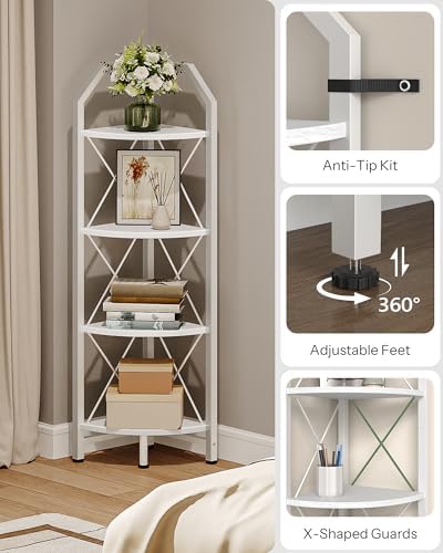 CHOEZON 4-Tier Corner Shelf, Industrial Corner Bookshelf, 47.6" Corner Storage - Image 4