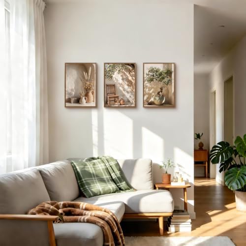 3 Pcs Framed Wabi Sabi Wall Art Neutral Earth Tone Canvas Prints 12x16 inch - Image 5
