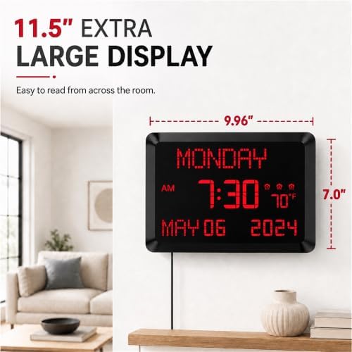 Mesqool 11.5-Inch Large Digital Wall Clock - Image 3