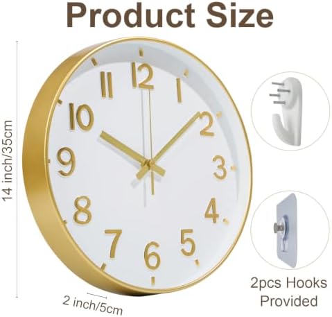 Wall Clocks Battery Operated, 14Inch Silent Wall Clock - Image 3