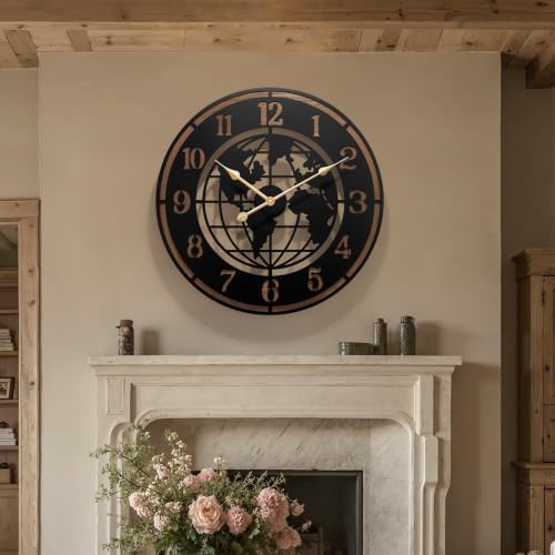 Large World Map Wall Clock by KEQAMHOMEDECOR
