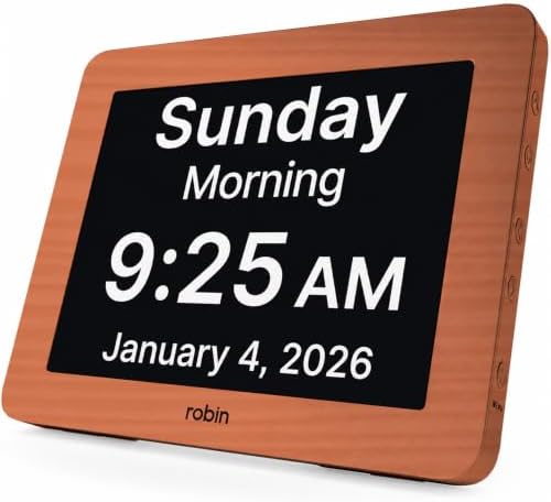 Robin Day Clock 2026 for Seniors, Easy-to-Read Display for Elderly, Day Date by Robin