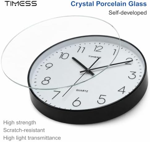 TIMESS 14 Inch Silent Wall Clock，High-Precision Analog Clock，Black&White - Image 5