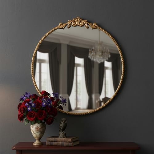 ZIYOO Vintage Baroque Round Wall Mirror 24"x24" - Image 3