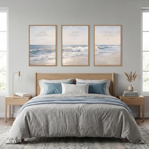 HOURIA The Way The Truth The Life Scripture Framed Canvas Wall Art Set - Image 5