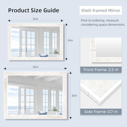 Tanmicoshomy White Shell Framed Wall Mirrors - Image 3