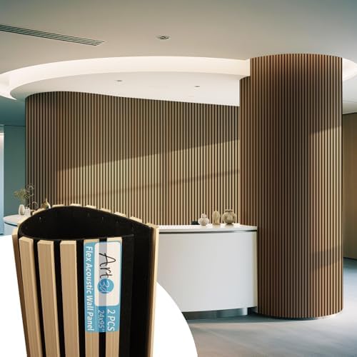 Art3d Roll-Flat Design Acoustic Wood Slat Wall Panels by Art3d