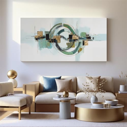 YISXINOAG Sage Green Gold Geometric Wall Art Minimalist Abstract 24"X48" - Image 4